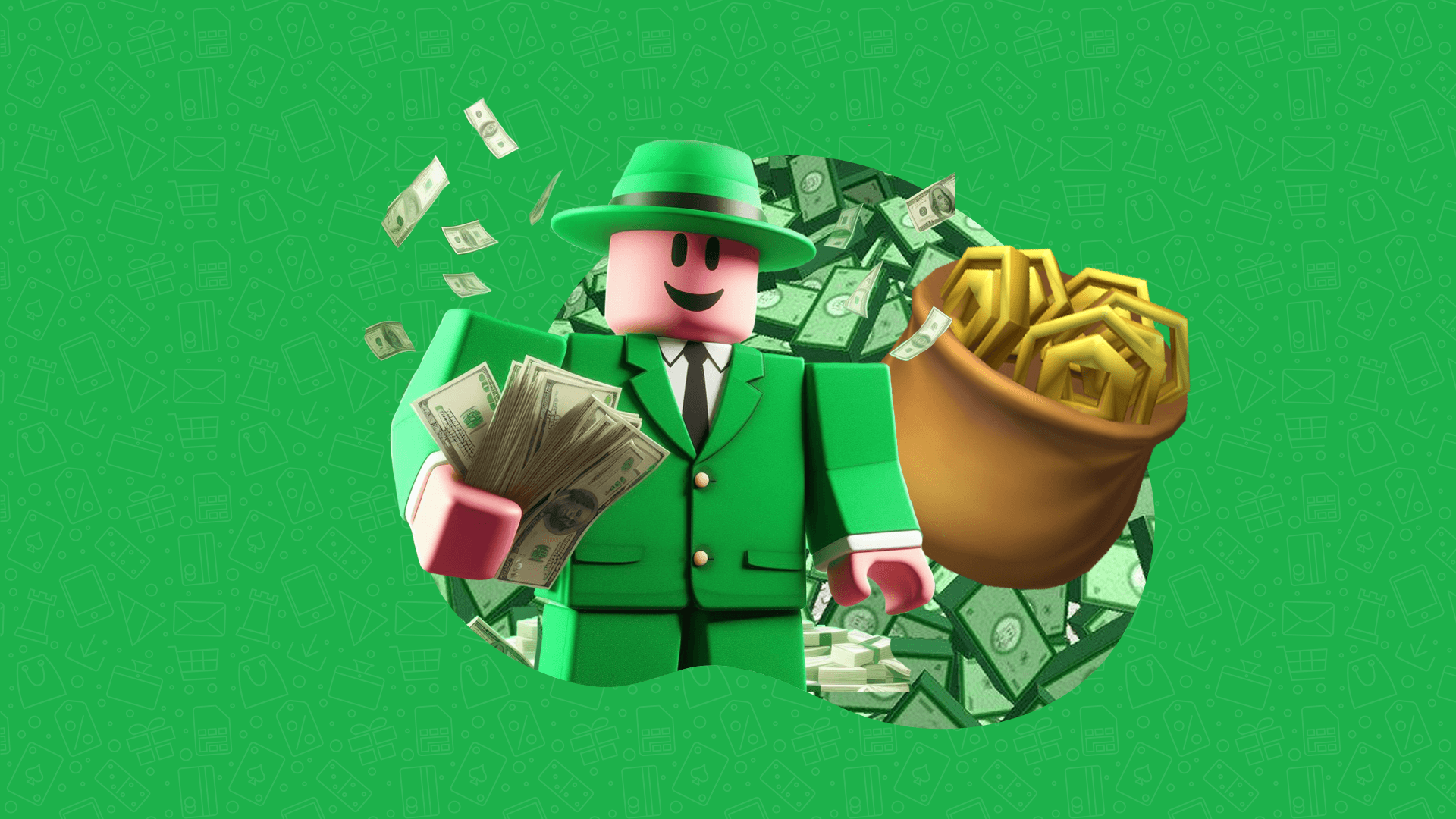 Robux coins and gift cards graphic